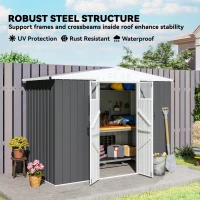 Outsunny 8 x 4 ft Metal Garden Shed, Garden Storage Shed with Window, 4 Vents and Lockable Door, Waterproof Galvanised Steel Tool Storage Cabinet, Dark Grey(m-6)