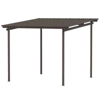 Outsunny 3 x 3(m) Garden Pergola with Waterproof Metal Roof, Lean to Pergola Hardtop Gazebo, Wind-resistant Outdoor Sun Shade, Easy to Assemble(m-11)