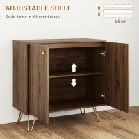 HOMCOM Sideboard Storage Cabinet with Golden Lines, Modern Luxury Living Room Cabinet with Adjustable Shelf, Steel Harpin Legs, Brown(m-5)