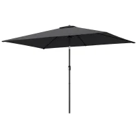 Outsunny Garden Parasol, Parasol Umbrella with Crank Handle, Tilt Function, Polyester Canopy, Black(m-11)