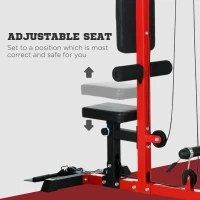 SPORTNOW Pull Up Station, Power Cage with Adjustable Seat, for Home Gym - Red(m-6)