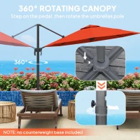 Outsunny Five-Position Overhanging Parasol - Orange(m-4)