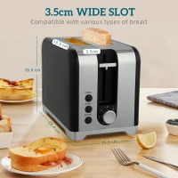 HOMCOM Retro Toaster and Kettle Set - Black(m-6)