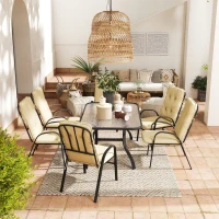 Outsunny Seven-Piece Garden Dining Set with Cushions - Beige(m-7)