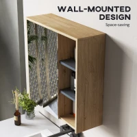 HOMCOM Five-Shelf Mirrored Bathroom Cabinet - Wood-Effect(m-6)