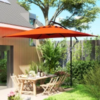 Outsunny 3(m) Cantilever Overhanging Parasol, with Cross Base - Orange(m-8)