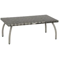 Outsunny PE Wicker Rattan Garden Coffee Table - Mixed Grey(m-10)
