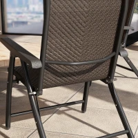 Outsunny Set of Four Folding Garden Chairs, with Seven-Position Adjustable Backs, Dark Brown(m-9)