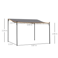 Outsunny 4 x 3 Meters Canopy Metal Wall Gazebo Awning Garden Marquee Shelter Door Porch - Grey(m-3)