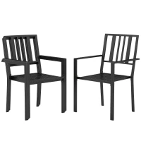 Outsunny Set of Four Minimal Metal Garden Chairs - Black(m-10)
