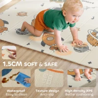 AIYAPLAY Space-Themed Baby Plat Mat Double Sided, Foldable, Water-Resistant for Outdoor/Indoor, 177 x 146 x 1.5cm(m-6)