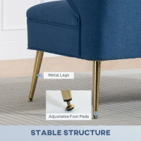 HOMCOM 2 Seater Sofa, Linen-look Fabric Small Sofa with Wing Back, Thick Seat, Metal Legs, Dark Blue(m-6)