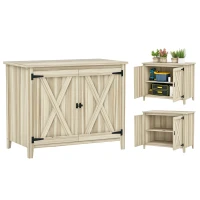 Outsunny Armoire de jardin en bois, placard de jardin en bois avec étagères et double portes, 110 x 60 x 88,5 cm, bois naturel(m-11)
