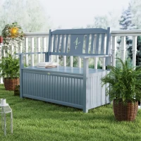 Outsunny Two-Seater Wooden Storage Bench - Grey(m-9)