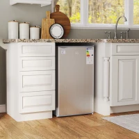 HOMCOM 91L Freestanding Under-Counter Fridge with Lock - Grey(m-9)