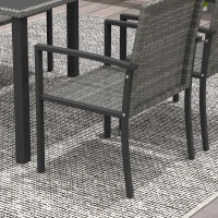 Outsunny Outdoor Dining Set 5 Pieces Patio Conservatory with Tempered Glass Tabletop,4 Dining Chairs - Grey(m-8)