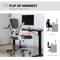 HOMCOM Draughtsman Chair, with Adjustable Lumbar - Charcoal Grey(m-6)
