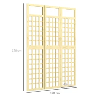 Outsunny 3-Panel Garden Privacy Screen, Freestanding Foldable Wooden Outdoor Divider/Trellis, Decorative Privacy Screen for Garden Patio, 120 x 170 cm, Natural Wood Finish(m-3)