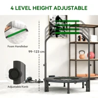 HOMCOM 40" Foldable Mini Fitness Trampoline, with Adjustable Foam Handle, Green(m-4)