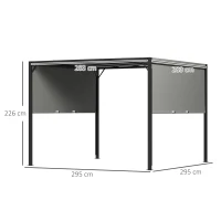 Outsunny 3 X 3 Meters Pergola with Sliding Roof, Garden Gazebo with Adjustable Sun Shade Canopy and Steel Frame, Charcoal Grey(m-3)