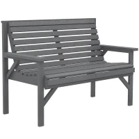 Outsunny 2 Seater Wooden Garden Bench, Slatted Patio Bench with Armrest and Backrest, Outdoor Furniture for Indoor, Balcony(m-10)