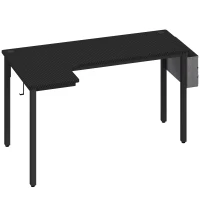 HOMCOM L-Shaped Computer Gaming Desk with Fabric Bag, Hooks and Cable Management, 145 x 81 x 76cm - Black(m-1)