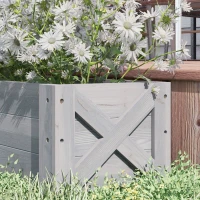 Outsunny 58L Garden Raised Bed Planter Grow Containers for Outdoor Patio Plant Flower Vegetable Pot Fir Wood, 100 x 36.5 x 36 cm, Grey(m-9)