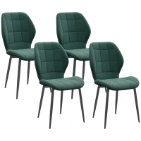 HOMCOM Set of Four Flannel Relaxed Tub Dining Chairs - Green(m-10)