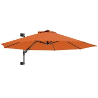 Outsunny 3(m) Wall-Mounted Parasol Shade, with Handle - Orange(m-10)