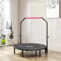 HOMCOM 45" Foldable Mini Fitness Trampoline, with Adjustable Foam Handle, Pink(m-8)