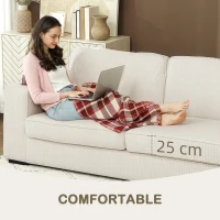HOMCOM Three-Seater Corduroy Sofa - Cream White(m-6)
