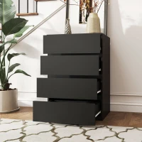 HOMCOM Chest of Drawers, 4-Drawer Storage Cabinets, Modern Dresser, Storage Drawer Unit for Bedroom(m-7)