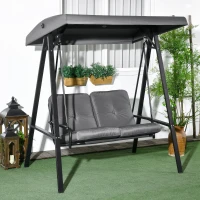 Outsunny Two-Seater Garden Swing Bench, with Adjustable Canopy - Dark Grey(m-2)