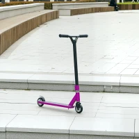 HOMCOM Stunt Scooter, 360° Entry Level Tricks Scooter w/ Lightweight Aluminium Deck and ABEC 7 Bearing, For Age 14+ Beginners, Purple(m-8)