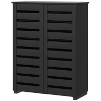 HOMCOM Narrow Shoe Cabinet for Entryway, 5-Tier Slim Shoe Storage Cabinet with 2 Slatted Doors and Adjustable Shelves(m-11)