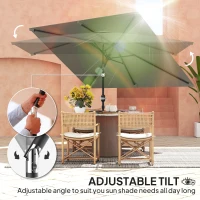 Outsunny 3x2m Garden Parasol Umbrella with Aluminium Pole, Tilt and Crank, Rectangular Outdoor Table Parasol Sun Shade for Patio, Light Grey(m-4)