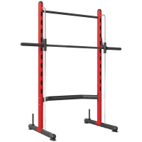 SPORTNOW Pull Up Station, Power Cage with Adjustable Seat, for Home Gym - Red(m-1)