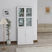 HOMCOM Double Storage Display Cabinet - White(m-2)