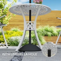 Outsunny 78 cm Round Garden Dining Table with Parasol Hole Antique Cast Aluminium Outdoor Table Only, White(m-5)