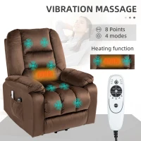 HOMCOM Leathaire Eight Massage Point Armchair, with Heat and Reclining Back - Brown(m-6)