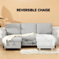 HOMCOM L Sofa Bed, with Storage - Light Grey(m-6)