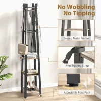 HOMCOM Industrial-Style Four Shelf Coat Stand - Grey/Black(m-6)