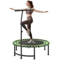HOMCOM Mini Round Steel Frame Trampoline w/ Adjustable Handle, Green(m-10)