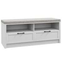 HOMCOM Shoe Bench with Removable Cushion, Shoe Storage Bench with Padded Seat, Open Compartments and Drawers for Entryway Hallway(m-10)