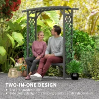 Outsunny Garden Bench, Wooden Garden Arbour with Seat for Vines/Climbing Plants, Grey(m-4)
