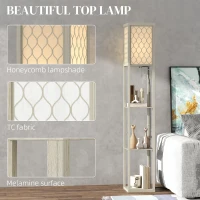 HOMCOM Three-Shelf Standing Lamp - Oak/White(m-4)