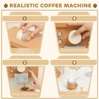 AIYAPLAY Kids Wooden Coffee Machine Toy, Pretend Play Kitchen Accessories Gift for Boys and Girls Ages 3+(m-4)