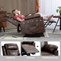 HOMCOM Faux Leather 70° Electric Riser Recliner Chair, Dark Brown(m-6)