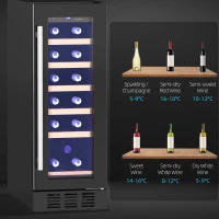 HOMCOM 19 Bottle 5-18℃ Wooden Rack Wine Fridge - Black(m-9)