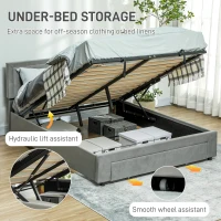 HOMCOM King Size Ottoman Bed Frame, with Front Drawer - Grey(m-4)
